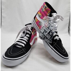 Vans Skate Sk8-Hi Sneakers Men's Size 9.5‎ Fuchsia Fedora Dice Flames Skate NEW